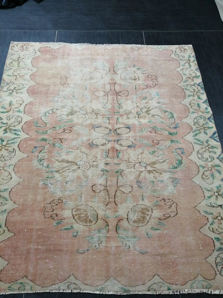 Rust Turkish Vintage Rug 6' 3" x 7' 5" Hand-Knotted | No. WR17136