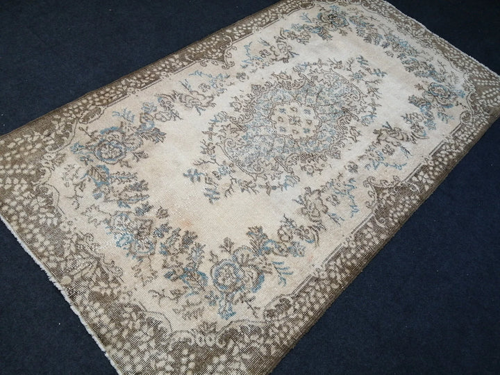 Blue Turkish Runner Rug 4' x 7' 2" Hand-Knotted | No. WR17305