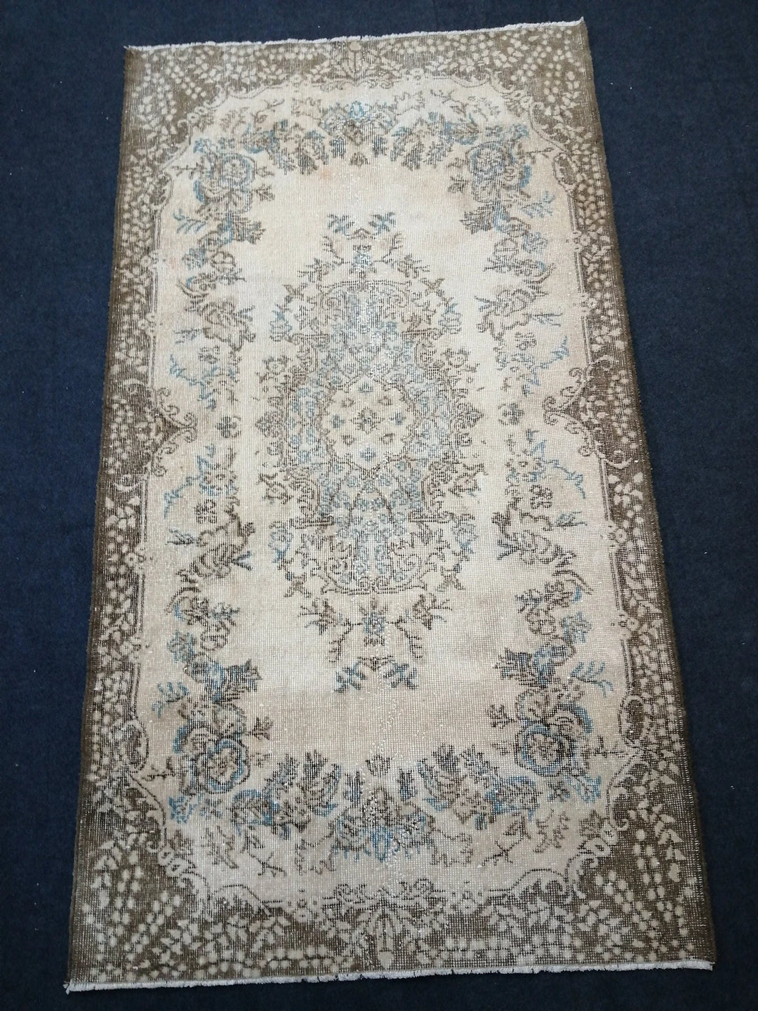 Blue Turkish Runner Rug 4' x 7' 2" Hand-Knotted | No. WR17305