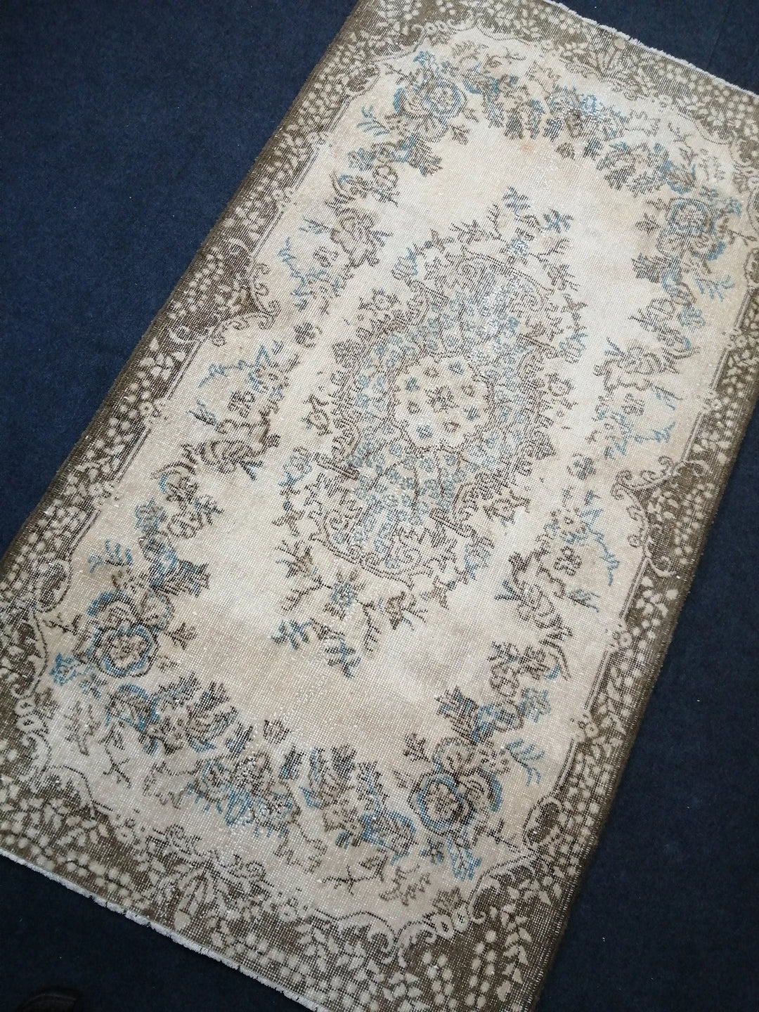 Blue Turkish Runner Rug 4' x 7' 2" Hand-Knotted | No. WR17305
