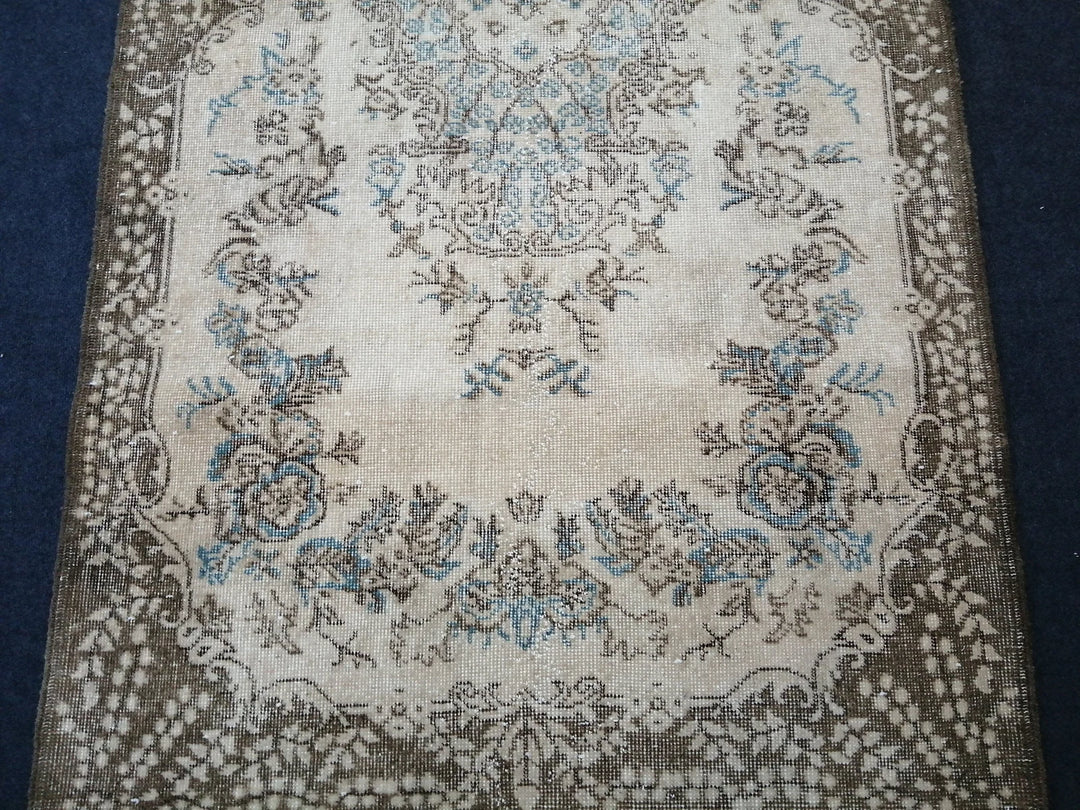 Blue Turkish Runner Rug 4' x 7' 2" Hand-Knotted | No. WR17305