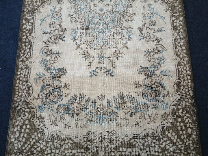 Blue Turkish Runner Rug 4' x 7' 2" Hand-Knotted | No. WR17305