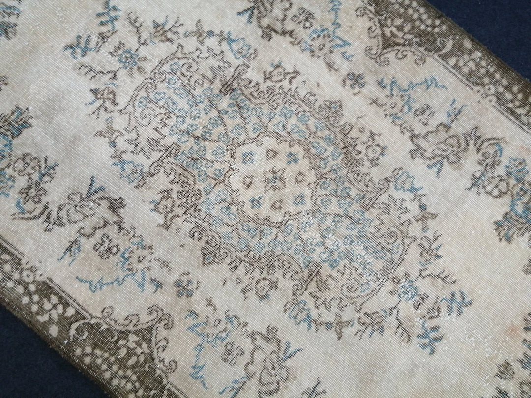 Blue Turkish Runner Rug 4' x 7' 2" Hand-Knotted | No. WR17305