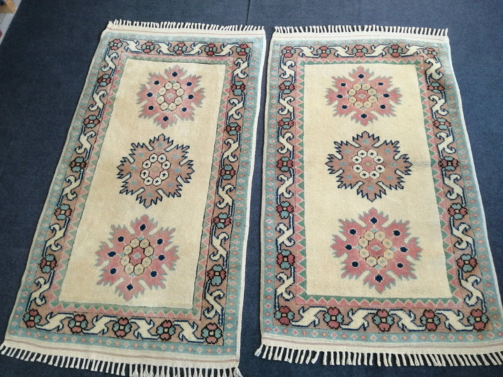 Beige Turkish Runner Rug 3' x 5' 2" Hand-Knotted | No. WR17934