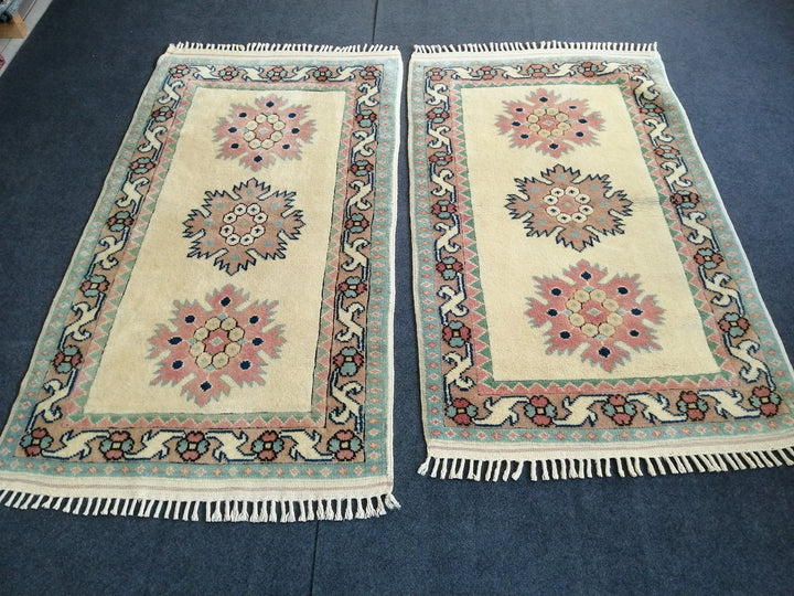 Beige Turkish Runner Rug 3' x 5' 2" Hand-Knotted | No. WR17934