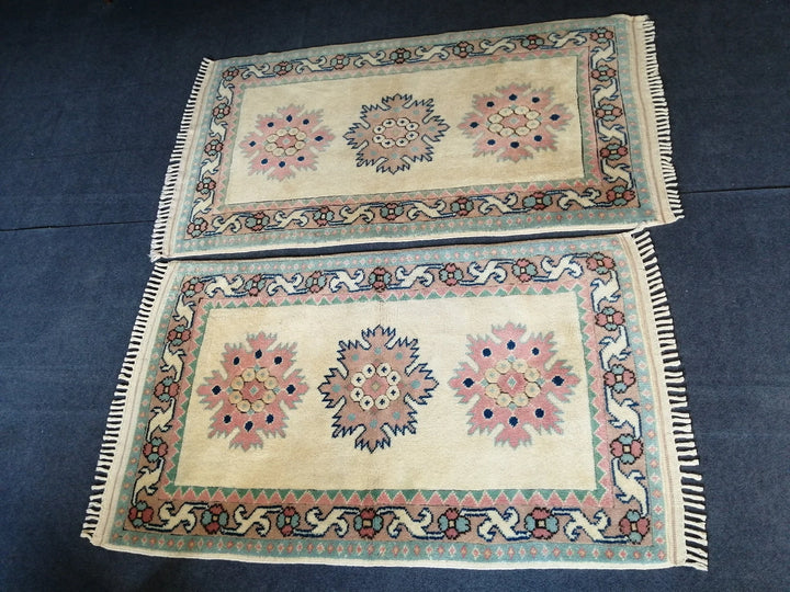 Beige Turkish Runner Rug 3' x 5' 2" Hand-Knotted | No. WR17934