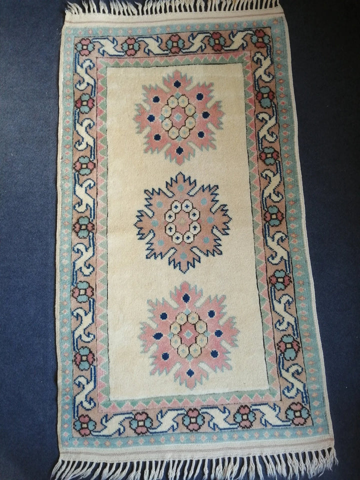 Beige Turkish Runner Rug 3' x 5' 2" Hand-Knotted | No. WR17934