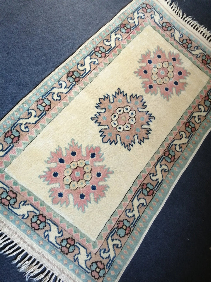 Beige Turkish Runner Rug 3' x 5' 2" Hand-Knotted | No. WR17934