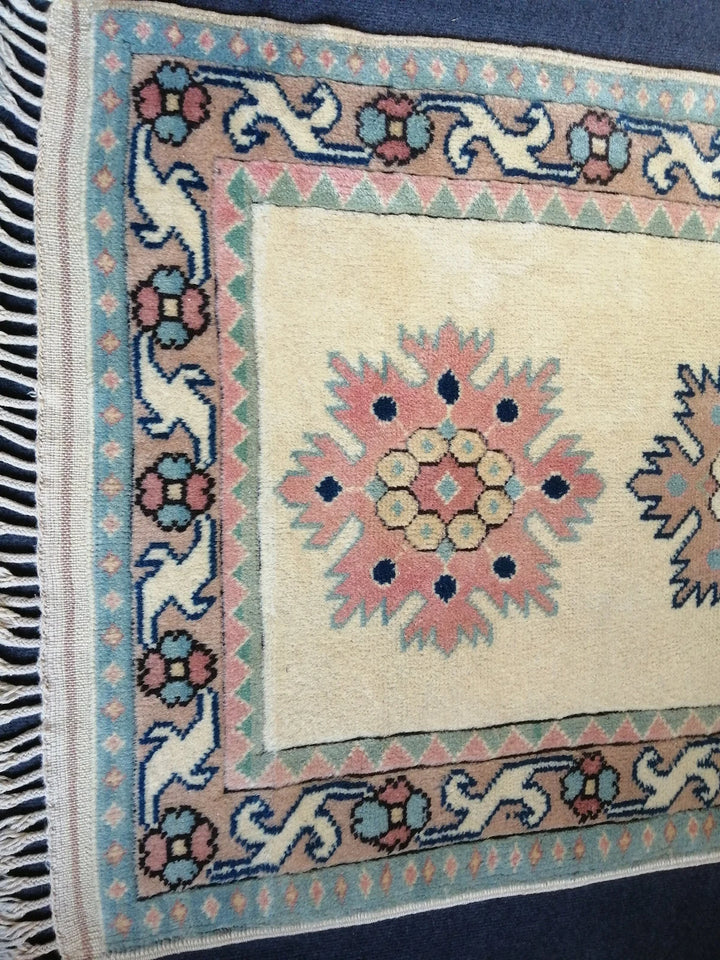 Beige Turkish Runner Rug 3' x 5' 2" Hand-Knotted | No. WR17934