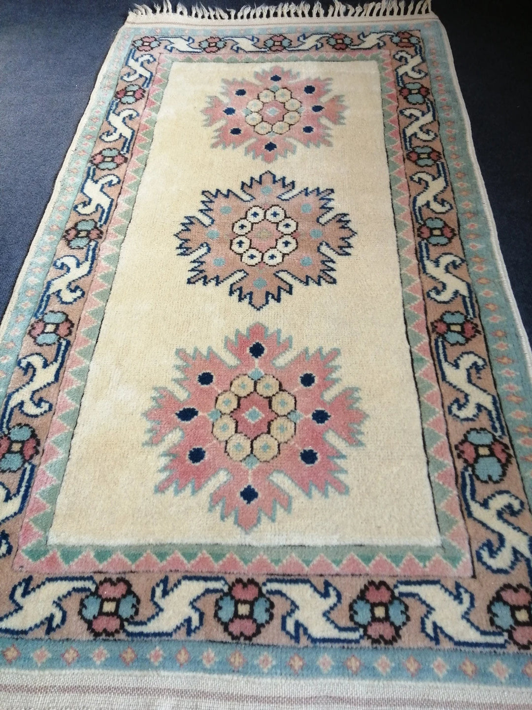 Beige Turkish Runner Rug 3' x 5' 2" Hand-Knotted | No. WR17934