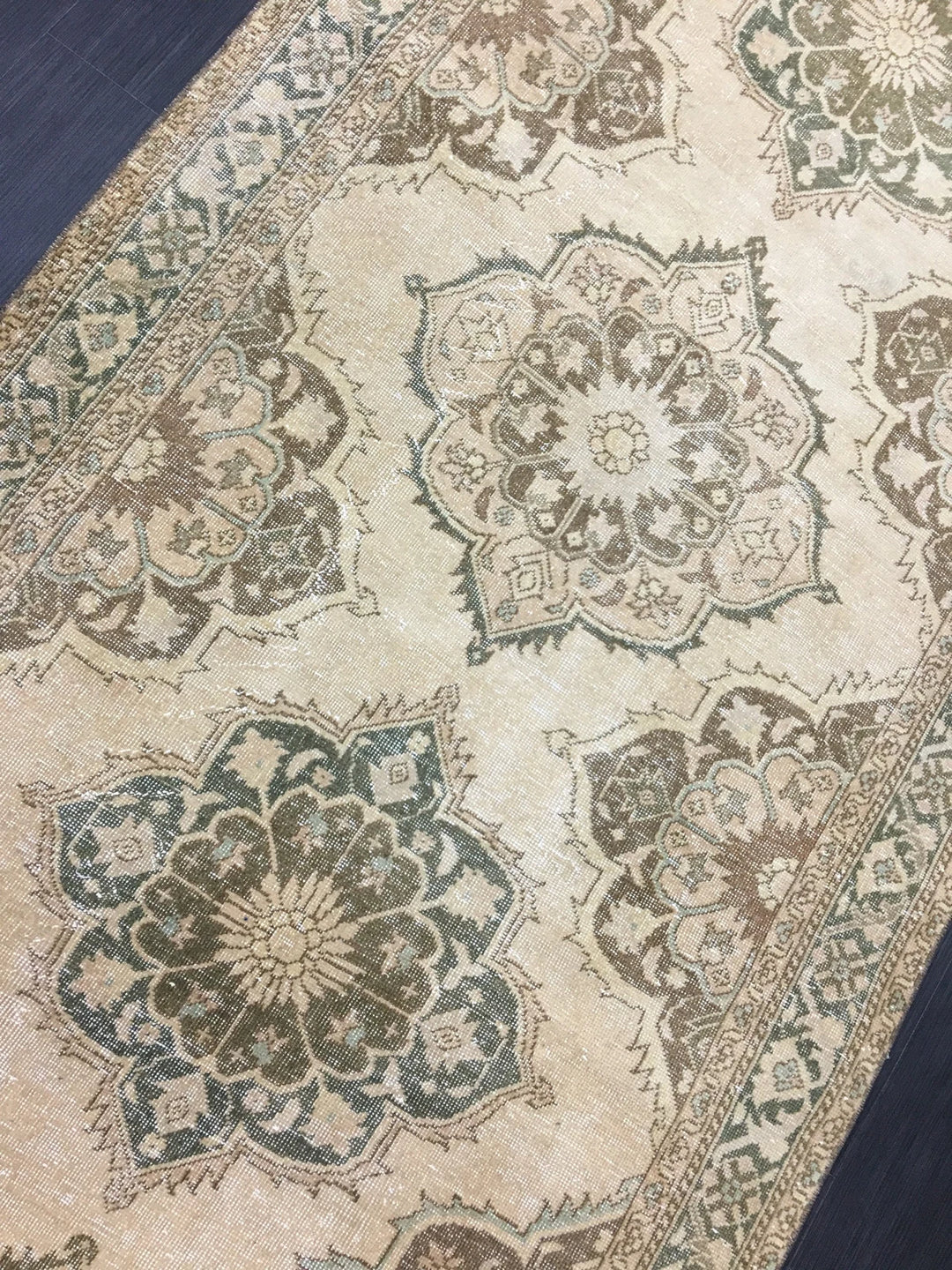 Beige Turkish Runner Rug 4' 9" x 14' 2" Hand-Knotted | No. WR18030