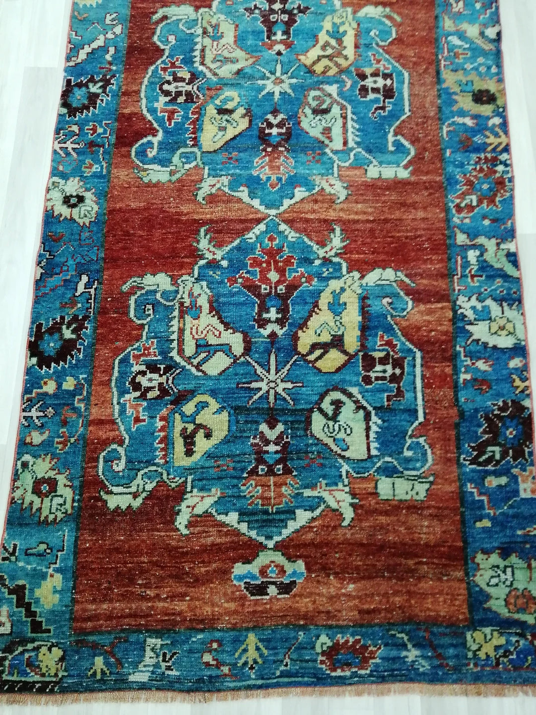 Beige Turkish Runner Rug 4' 2" x 10' 5" Hand-Knotted | No. WR18676