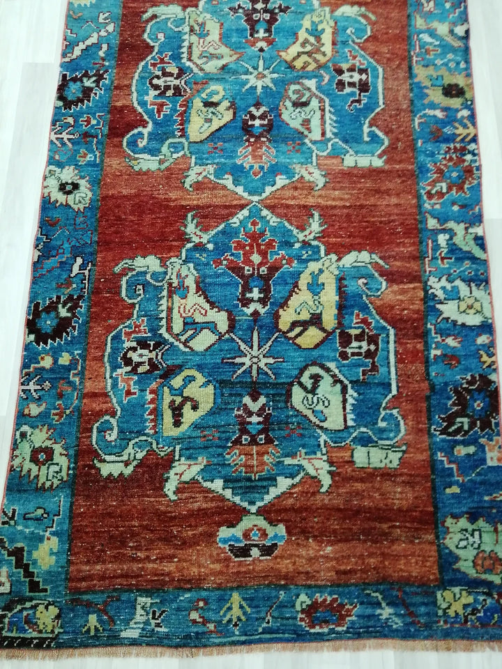 Beige Turkish Runner Rug 4' 2" x 10' 5" Hand-Knotted | No. WR18676