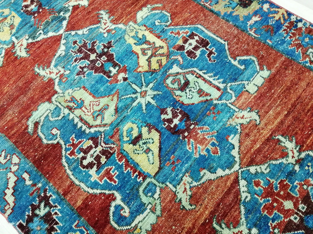 Beige Turkish Runner Rug 4' 2" x 10' 5" Hand-Knotted | No. WR18676
