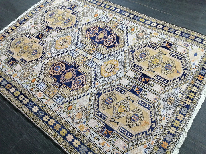 Beige Turkish Runner Rug 4' 5" x 5' 11" Hand-Knotted | No. WR19092