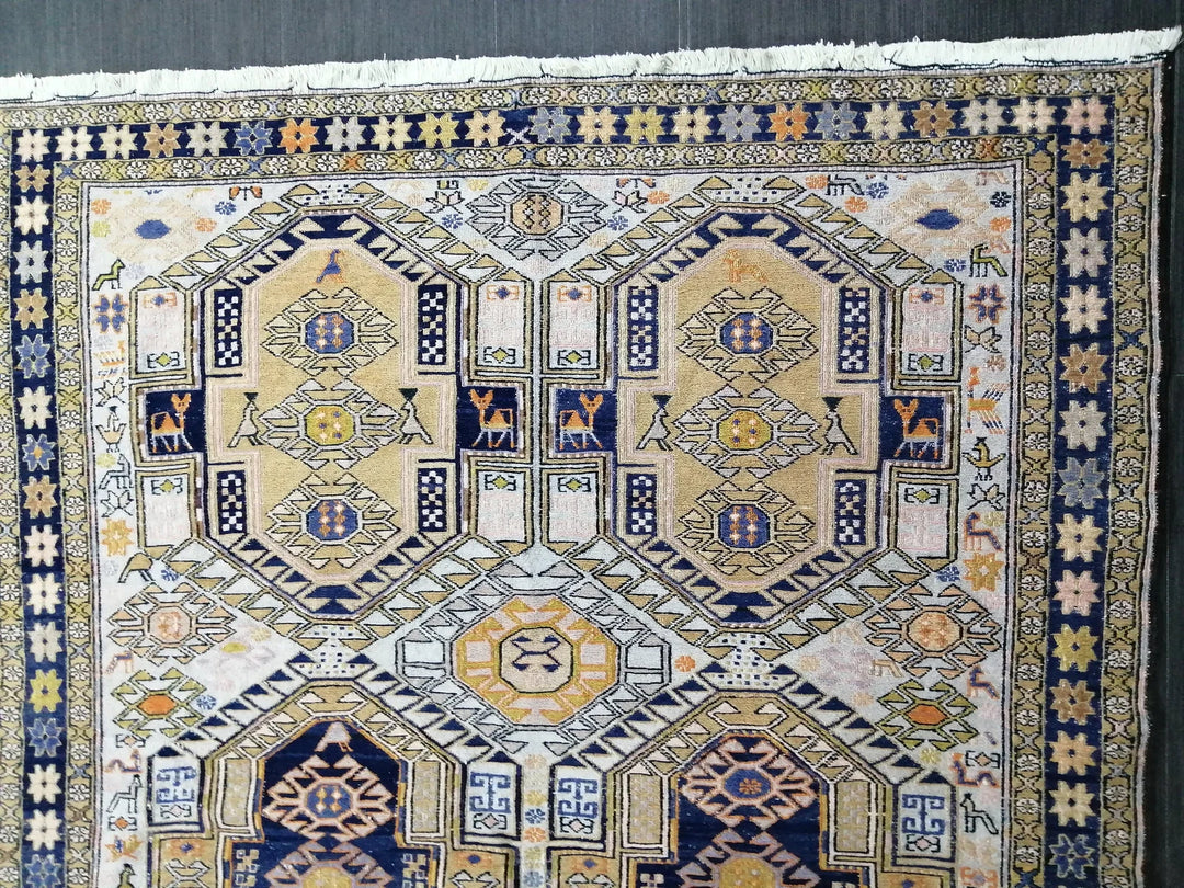Beige Turkish Runner Rug 4' 5" x 5' 11" Hand-Knotted | No. WR19092