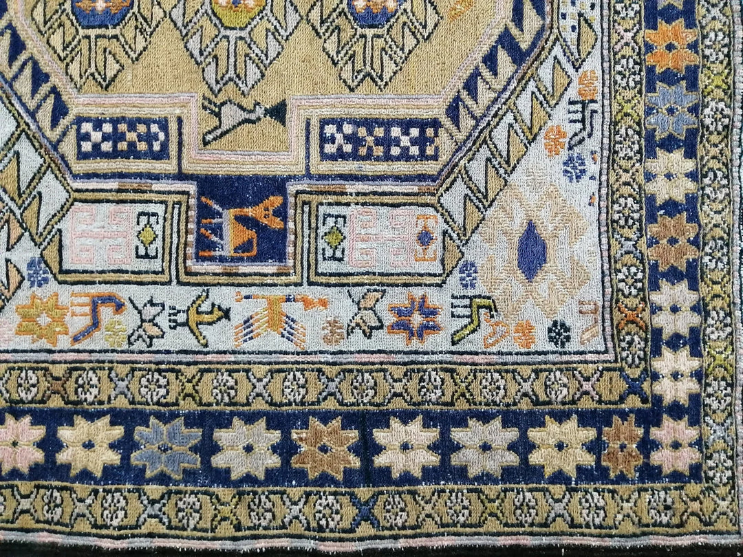 Beige Turkish Runner Rug 4' 5" x 5' 11" Hand-Knotted | No. WR19092