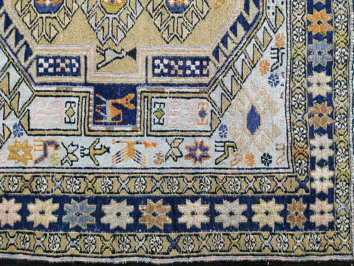 Beige Turkish Runner Rug 4' 5" x 5' 11" Hand-Knotted | No. WR19092