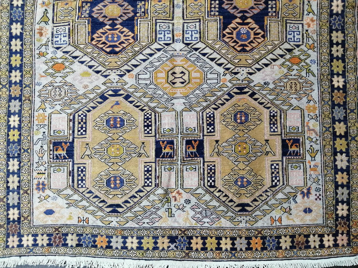Beige Turkish Runner Rug 4' 5" x 5' 11" Hand-Knotted | No. WR19092