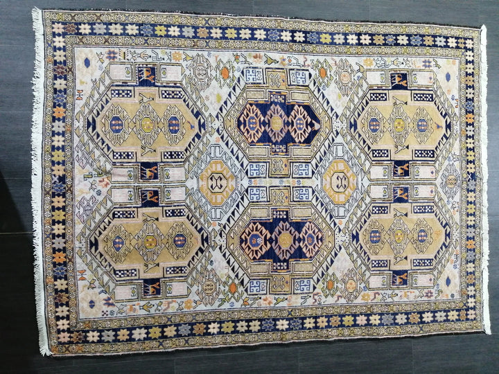 Beige Turkish Runner Rug 4' 5" x 5' 11" Hand-Knotted | No. WR19092