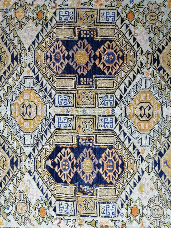 Beige Turkish Runner Rug 4' 5" x 5' 11" Hand-Knotted | No. WR19092