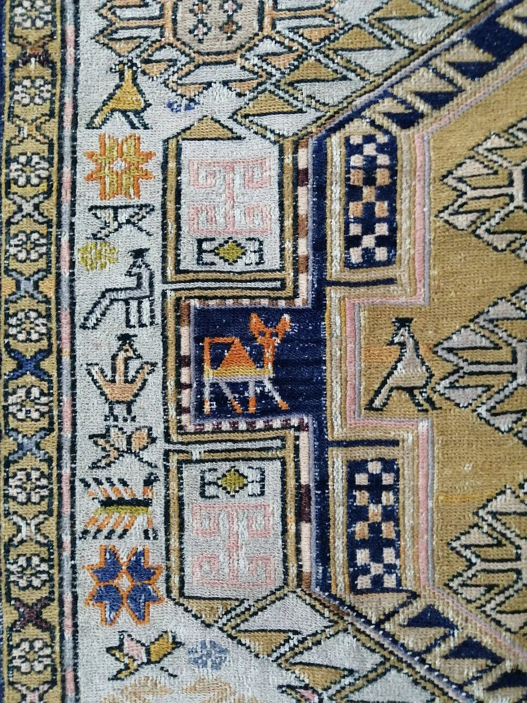 Beige Turkish Runner Rug 4' 5" x 5' 11" Hand-Knotted | No. WR19092
