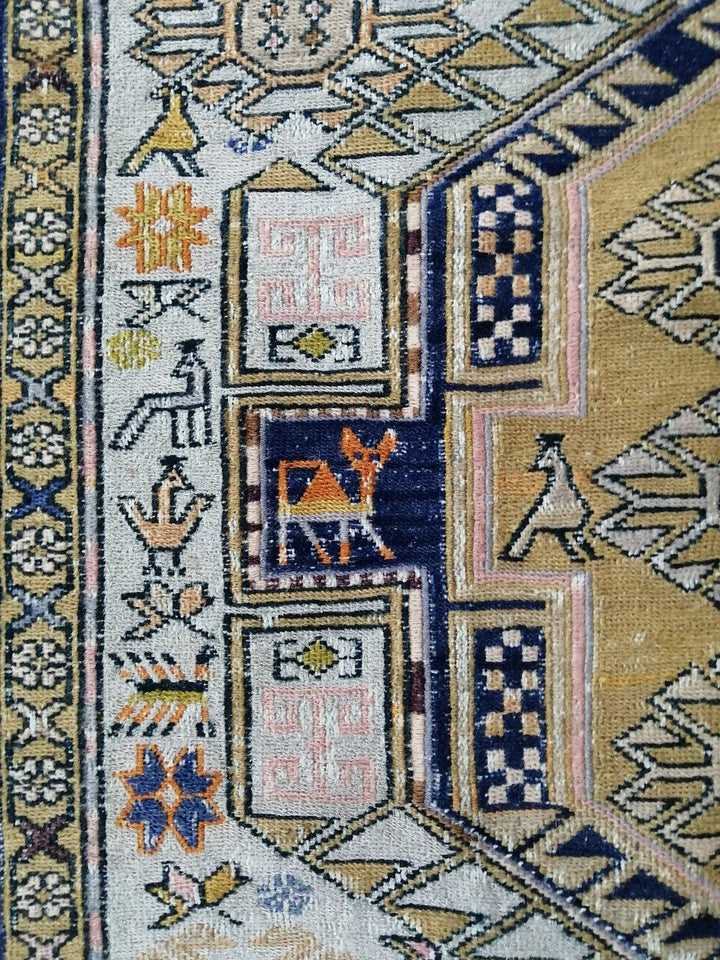 Beige Turkish Runner Rug 4' 5" x 5' 11" Hand-Knotted | No. WR19092