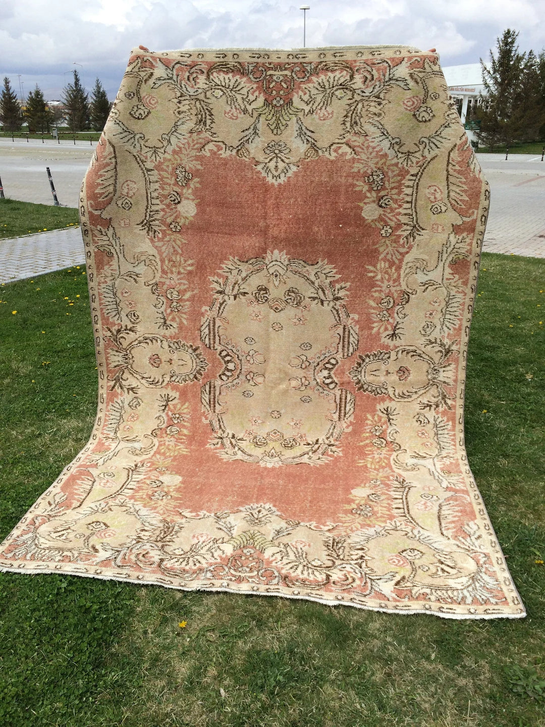 Orange Turkish Oushak Rug 6' x 9' 5" Hand-Knotted | No. WR19177