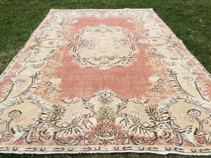 Orange Turkish Oushak Rug 6' x 9' 5" Hand-Knotted | No. WR19177