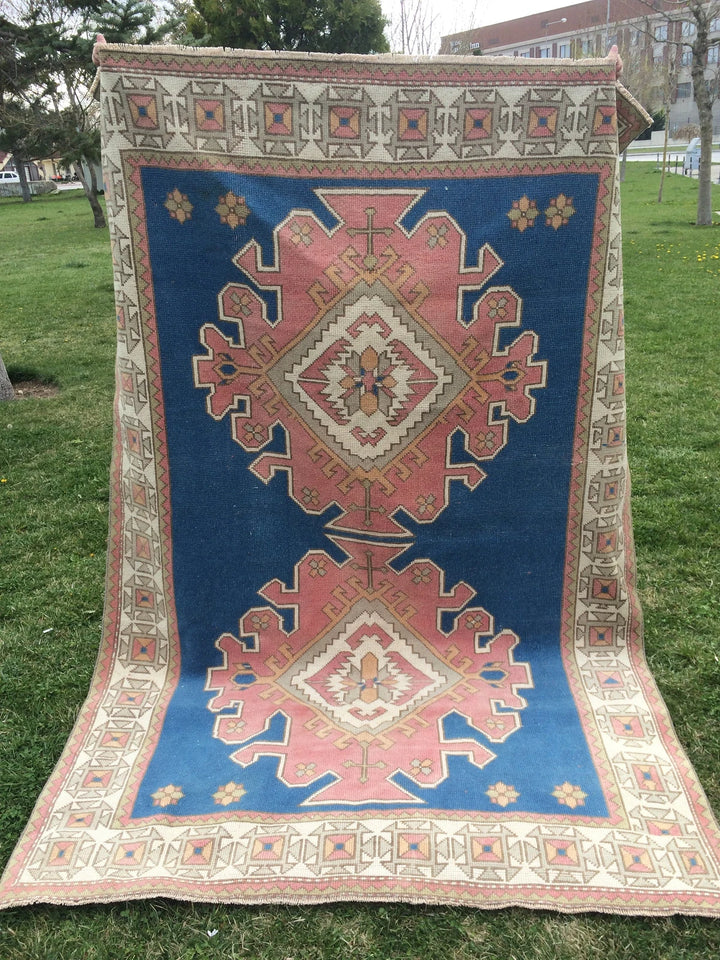 Blue Turkish Oushak Rug 2'7" x 8'0" Hand-Knotted | No. WR19701