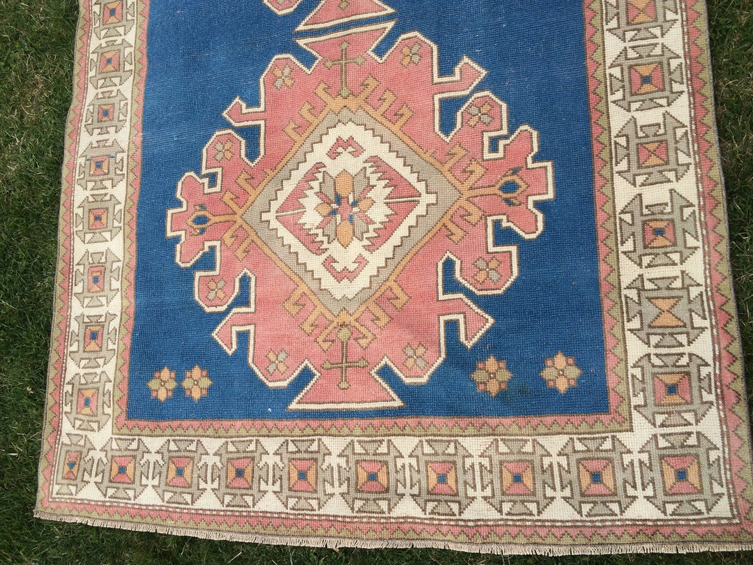 Blue Turkish Oushak Rug 2'7" x 8'0" Hand-Knotted | No. WR19701