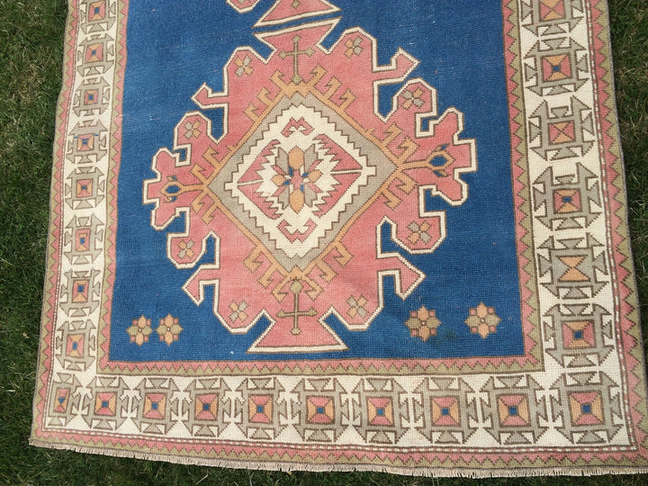 Blue Turkish Oushak Rug 2'7" x 8'0" Hand-Knotted | No. WR19701