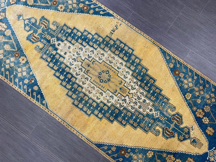 Blue Turkish Runner Rug 2' 10" x 9' 5" Hand-Knotted | No. WR19726