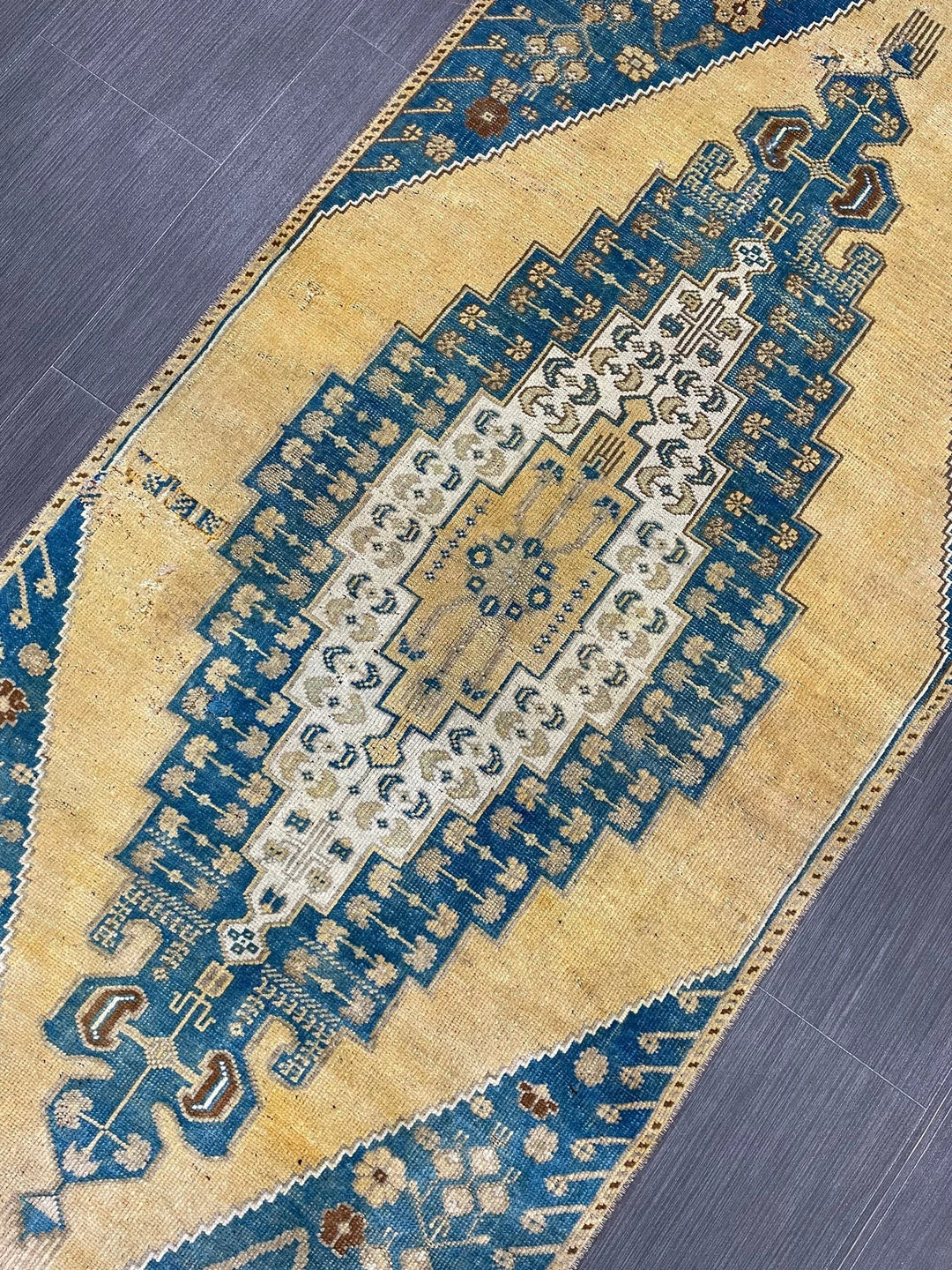 Blue Turkish Runner Rug 2' 10" x 9' 5" Hand-Knotted | No. WR19726
