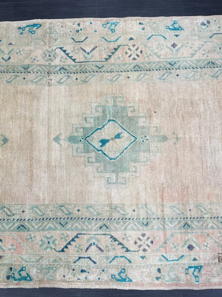 Beige Turkish Runner Rug 4' 8" x 11' 6" Hand-Knotted | No. WR19945