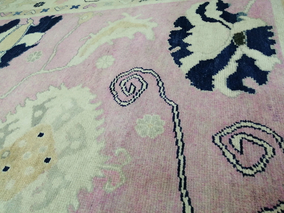 Beige Turkish Runner Rug 9' 2" x 11' 9" Hand-Knotted | No. WR20262