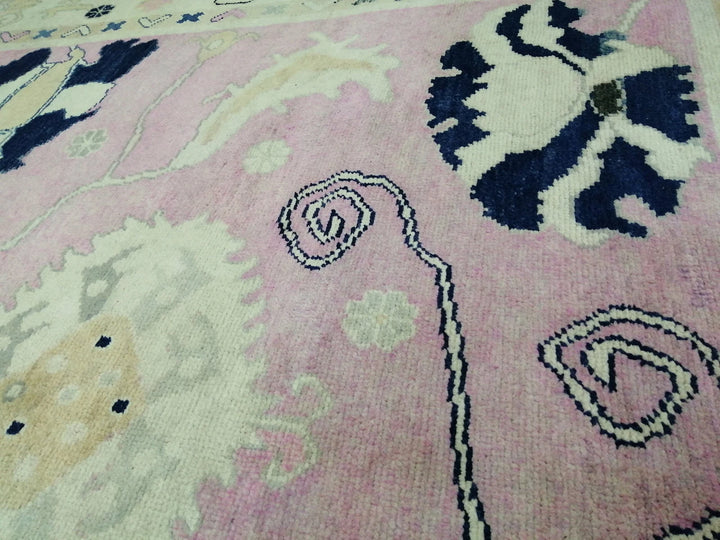 Beige Turkish Runner Rug 9' 2" x 11' 9" Hand-Knotted | No. WR20262