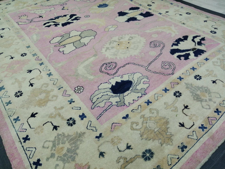 Beige Turkish Runner Rug 9' 2" x 11' 9" Hand-Knotted | No. WR20262