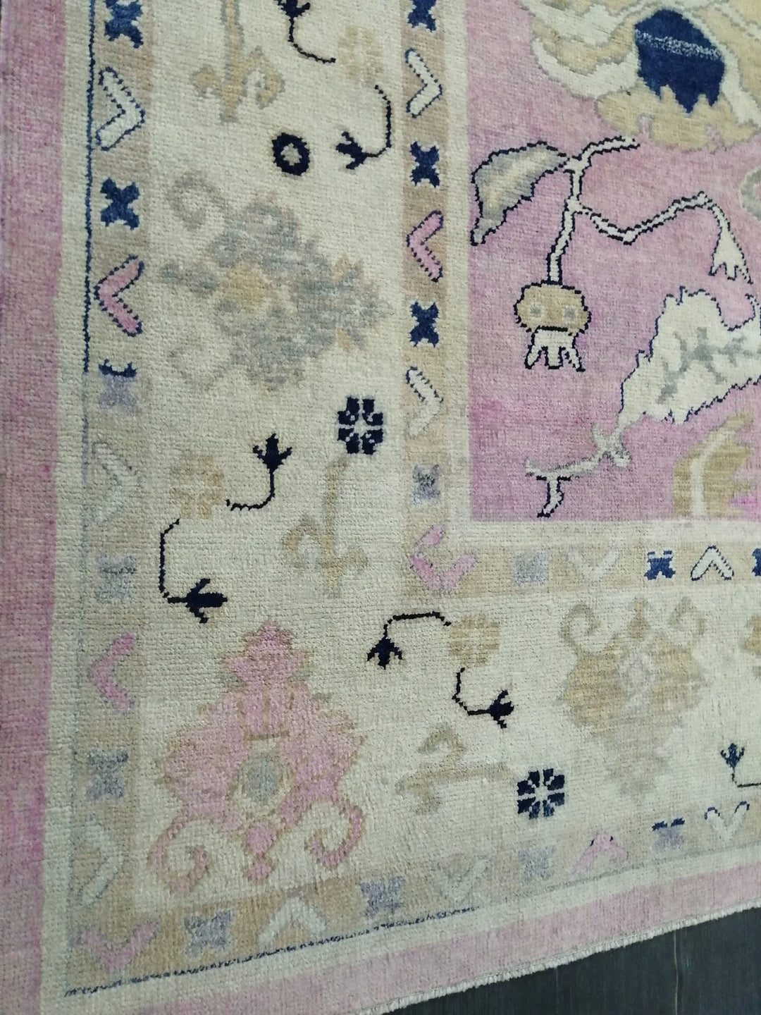 Beige Turkish Runner Rug 9' 2" x 11' 9" Hand-Knotted | No. WR20262