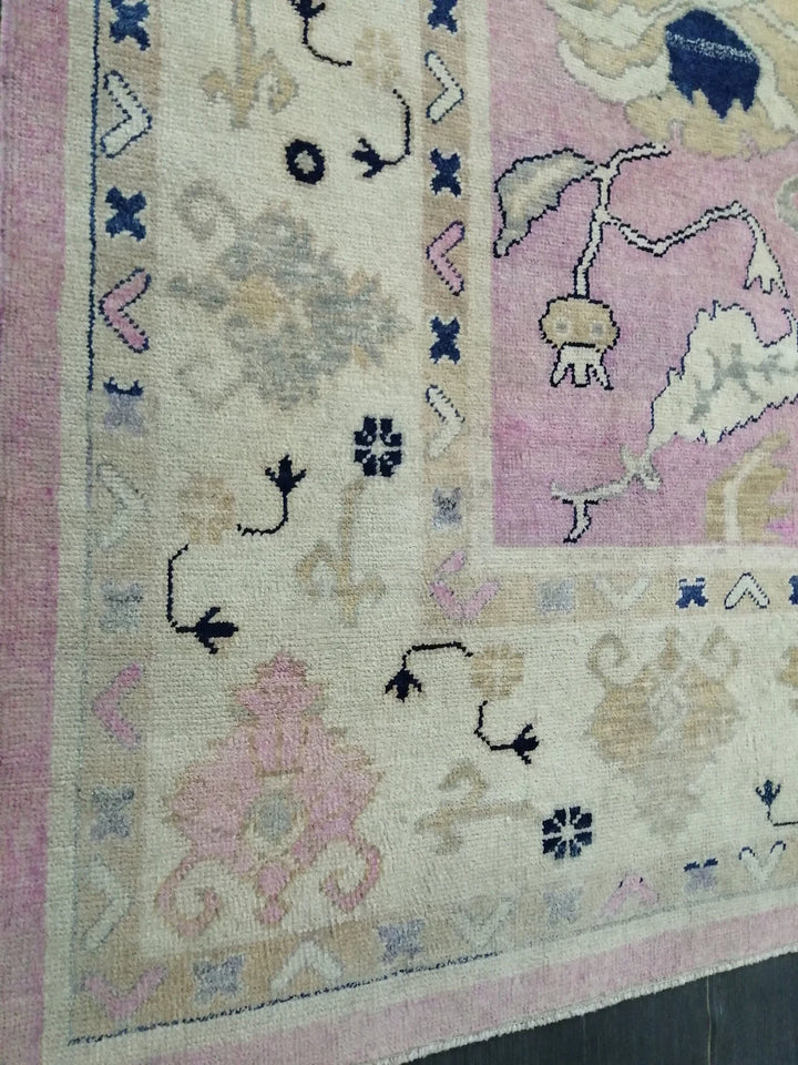 Beige Turkish Runner Rug 9' 2" x 11' 9" Hand-Knotted | No. WR20262