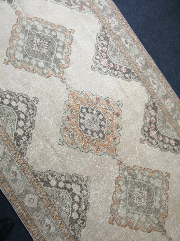 Beige Turkish Runner Rug 5' x 12' 8" Hand-Knotted | No. WR20308