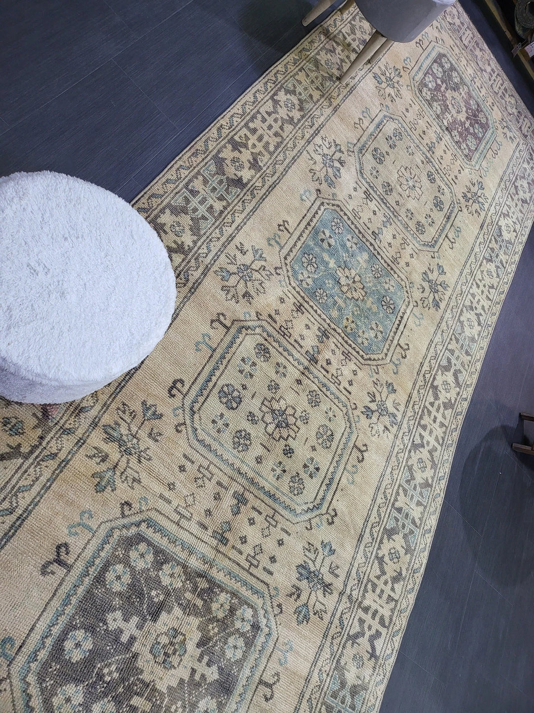 Beige Turkish Runner Rug 4' 6" x 11' 11" Hand-Knotted | No. WR20378