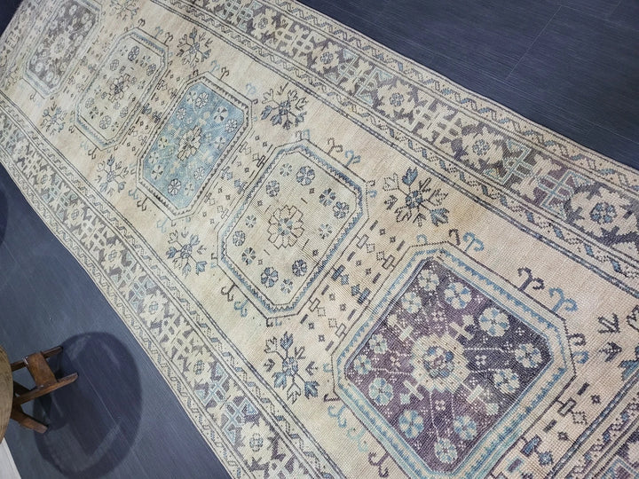 Beige Turkish Runner Rug 4' 6" x 11' 11" Hand-Knotted | No. WR20378