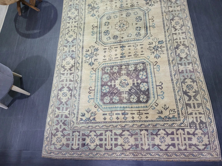 Beige Turkish Runner Rug 4' 6" x 11' 11" Hand-Knotted | No. WR20378