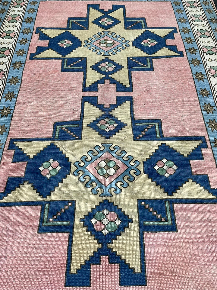 Blue Turkish Vintage Rug 6' 8" x 9' 10" Hand-Knotted | No. WR20381