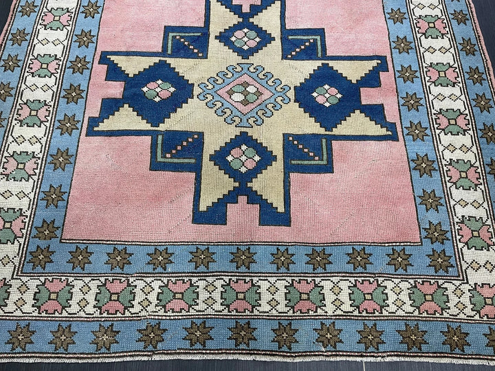 Blue Turkish Vintage Rug 6' 8" x 9' 10" Hand-Knotted | No. WR20381