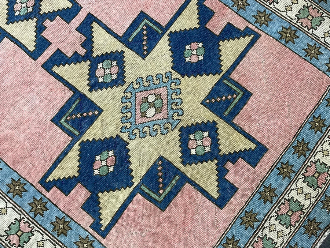 Blue Turkish Vintage Rug 6' 8" x 9' 10" Hand-Knotted | No. WR20381