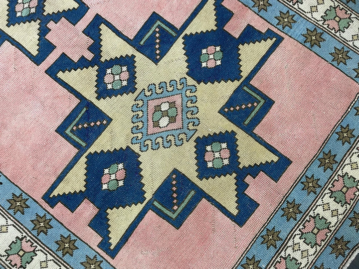 Blue Turkish Vintage Rug 6' 8" x 9' 10" Hand-Knotted | No. WR20381