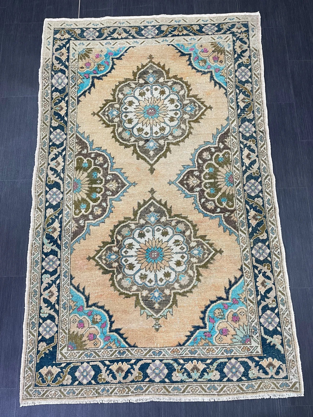 Beige Turkish Runner Rug 4' 2" x 6' 9" Hand-Knotted | No. WR20544