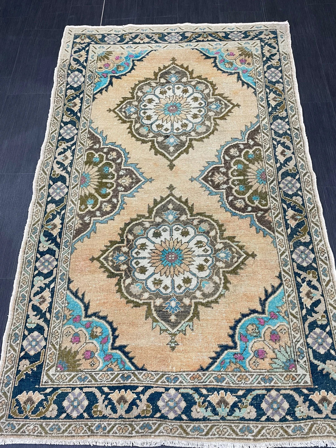 Beige Turkish Runner Rug 4' 2" x 6' 9" Hand-Knotted | No. WR20544